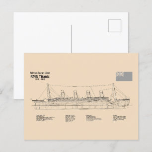 Postal Planes de trazado de buques Titanic RMS SD