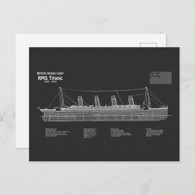 Postal Planes RMS Titanic Ship Blueprint PBD (Anverso / Reverso)