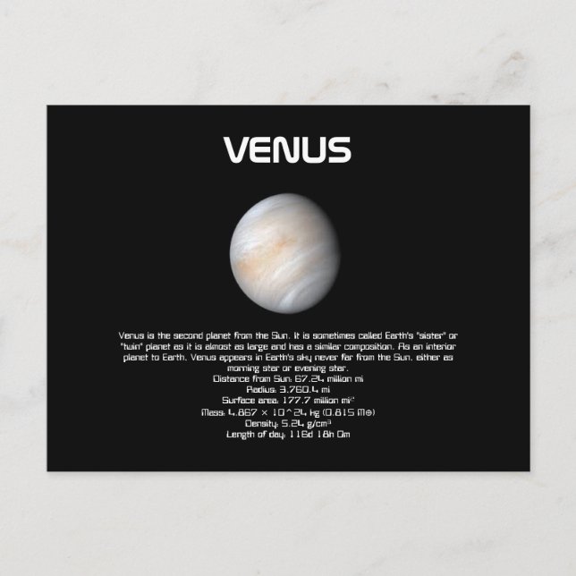 Postal Planet Venus Postcard (Anverso)