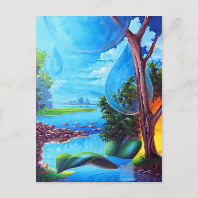 Postal PLANETA ÁGUA - Leomariano artista plástico (Anverso)