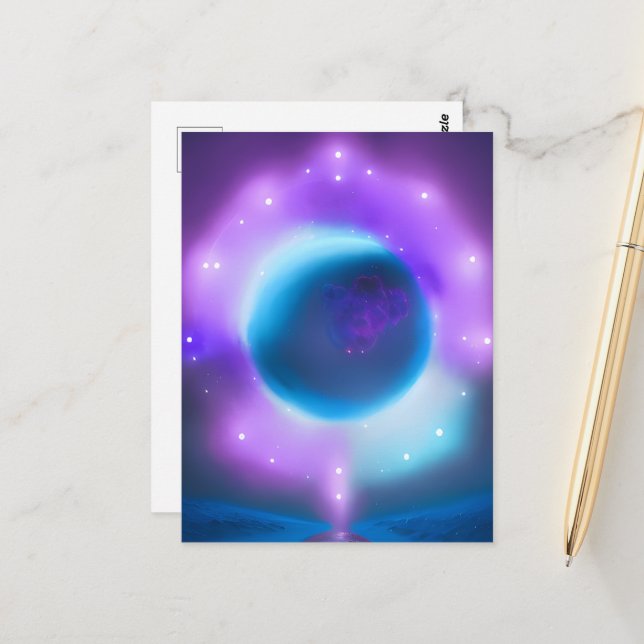 Postal Planeta azul y luces (Anverso/Reverso In Situ)