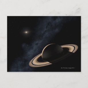 Postal Planeta de Saturno en el sistema solar, cerca