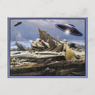 Postal Planeta extraño - visita del UFO