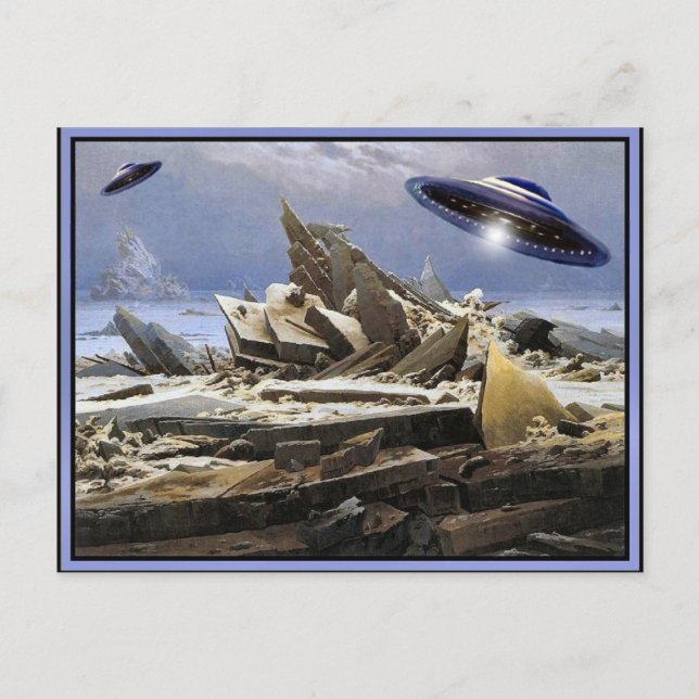 Postal Planeta extraño - visita del UFO (Anverso)