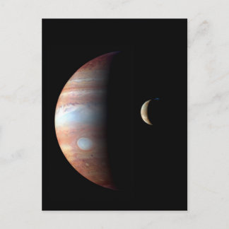 Postal Planeta gigante del gas Júpiter y luna galileña Io