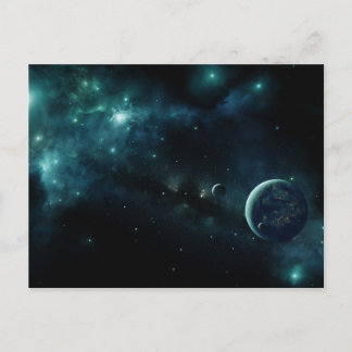 Postal Planeta habitado en el espacio