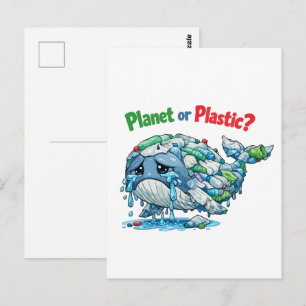 Postal ¿Planeta o Plástico? Salva la Ballena del Océano.