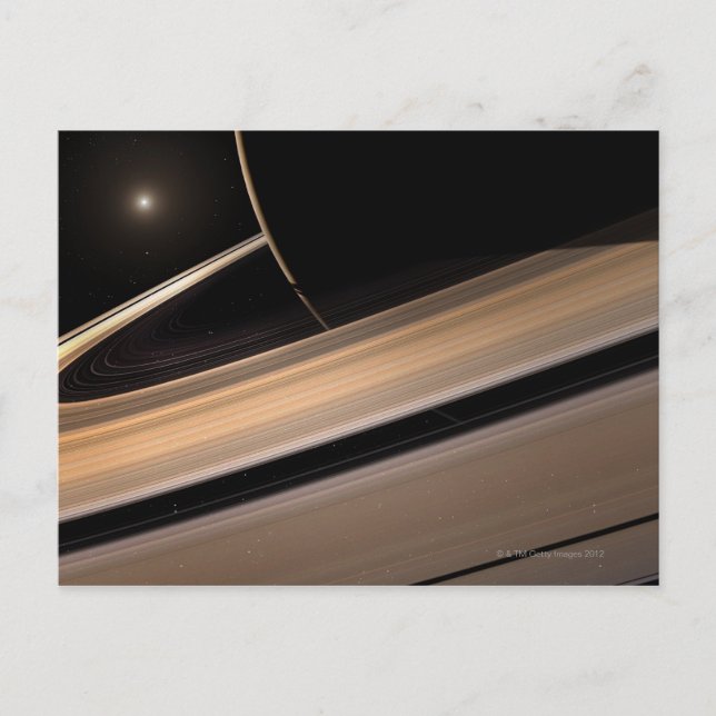 Postal Planeta Saturno en el sistema solar, cerca 3 (Anverso)