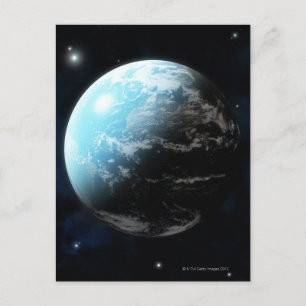 Postal Planeta terrestre con estrellas alrededor