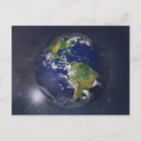 Planeta tierra levantándose sobre el sol en el esp