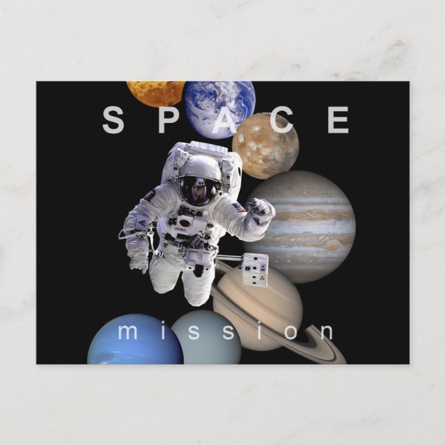 Postal planetas del sistema solar de misión astronauta es (Anverso)