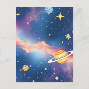 Postal Planetas Estrellas Patrón Galaxia Soñadora