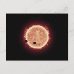 Postal Planetas Transitando Estrella De Enano Rojo En Tra