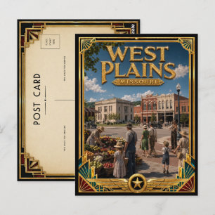 Postal Planicies del Oeste Missouri Arte Deco Vintage Eda