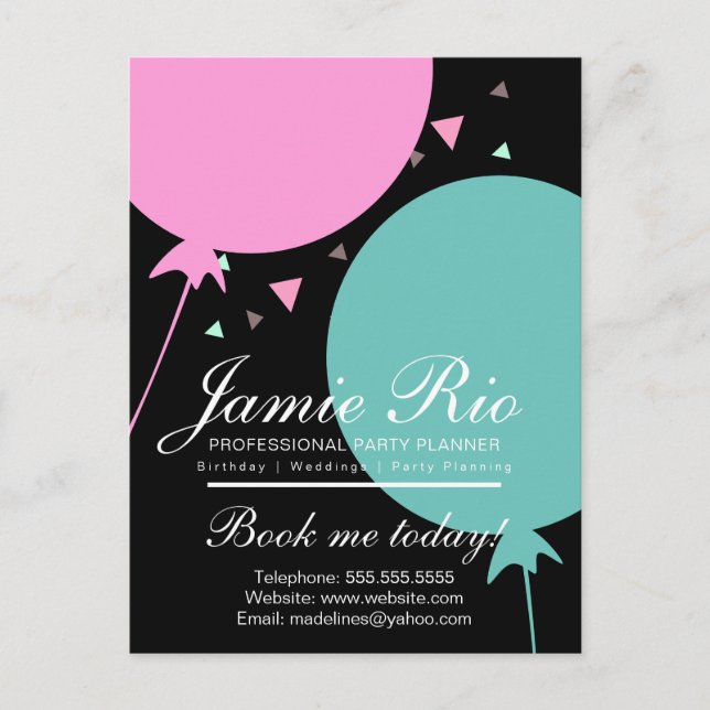 Postal Planificador de fiestas Planificación de cumpleaño (Anverso)