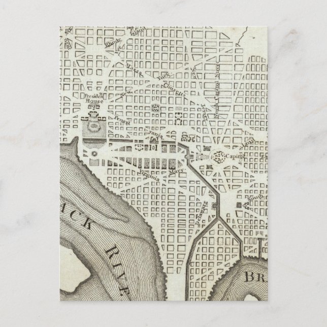 Postal Plano de la Ciudad de Washington (Anverso)