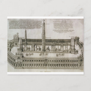 Postal Plano del Circo Máximo, Roma, grabado por el
