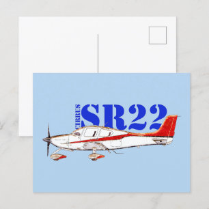 Postal Plano estilizado Cirrus SR22 con tipografía audaz