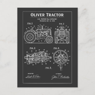 Postal Planos de patente de tractor Oliver Artwork