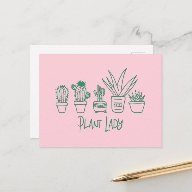 Postal Plant Lady Cactus Succulent Gardening Lover (Anverso/Reverso In Situ)