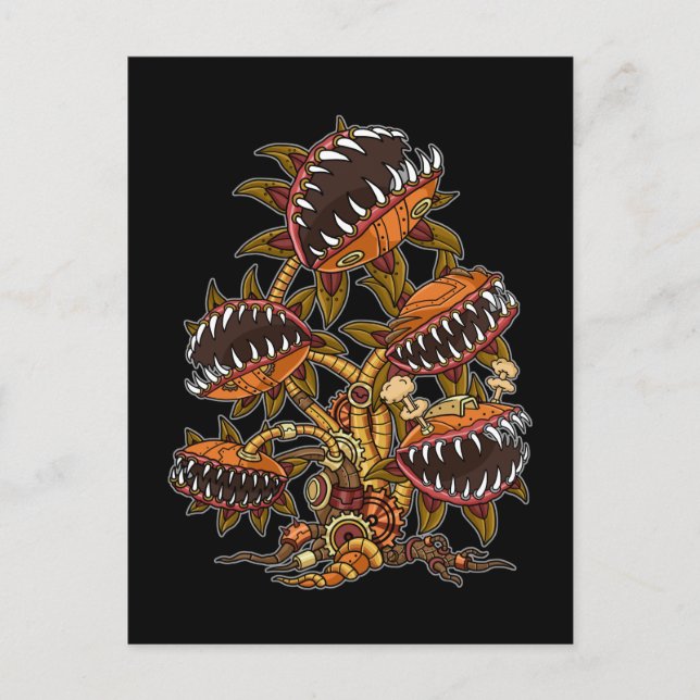 Postal Planta carnívora de Steampunk Victorian Venus Fly (Anverso)