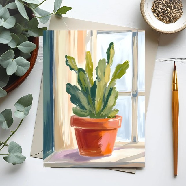 Postal Planta de cactus | Acuarela botánica verde (Subido por el creador)