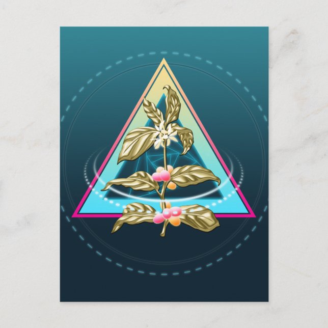 Postal planta de café dorado (Anverso)