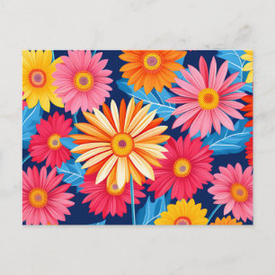 Postal Planta de flores de Gerbera Daisies vibrantes
