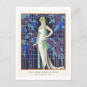 Postal Planta de moda Art Déco de la noche de Barbier