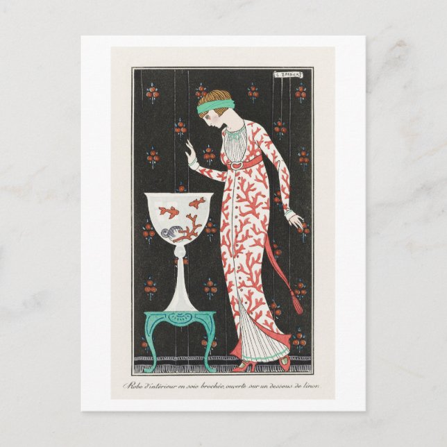Postal Planta de moda Art Déco de la noche de Barbier (Anverso)