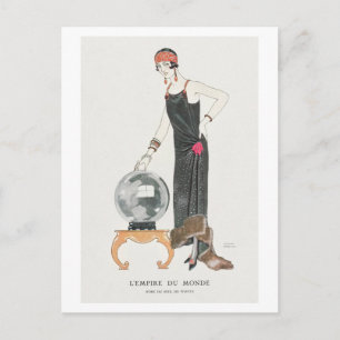 Postal Planta de moda Art Déco de la noche de Barbier