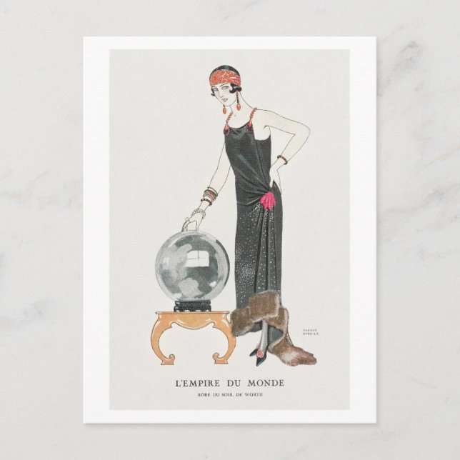 Postal Planta de moda Art Déco de la noche de Barbier (Anverso)