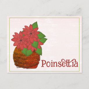 Postal Planta de Poinsettia Acuarela Cumpleaños de Diciem