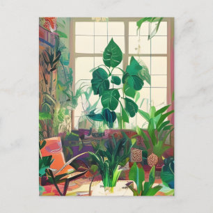 Postal Planta Llenada Salón Boho