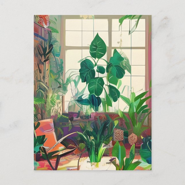 Postal Planta Llenada Salón Boho (Anverso)