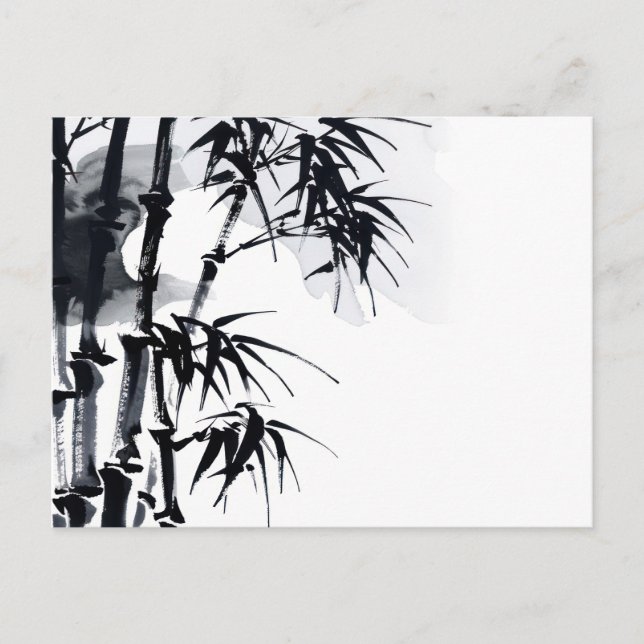 Postal Planta minimalista japonesa de bambú. (Anverso)