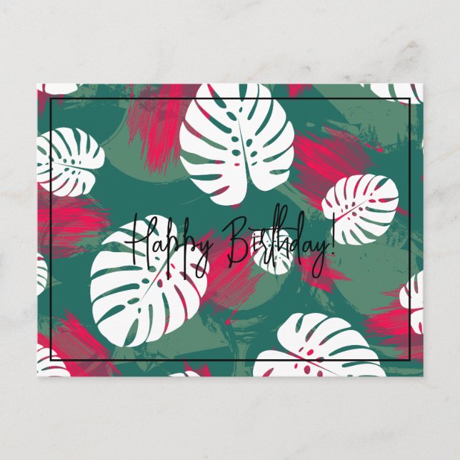 Postal Planta tropical feliz cumpleaños (Anverso)