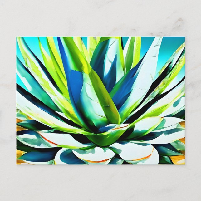 Postal Planta verde agave con cielo azul (Anverso)