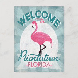 Postal Plantación Florida Flamingo Retro