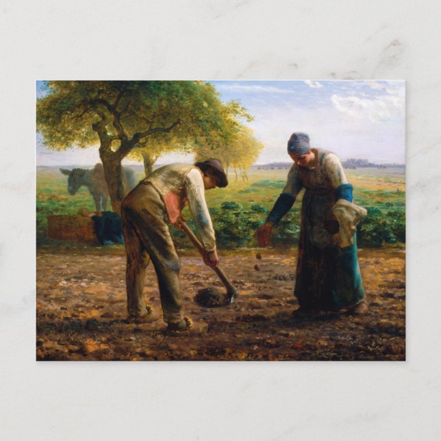 Postal Plantadores de papa de Jean-François Millet (1861) (Anverso)