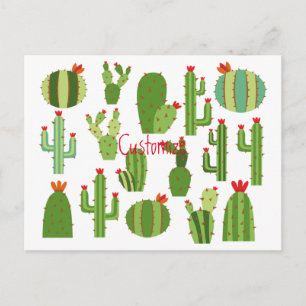 Postal Plantas de cactus de flores rojas variadas Thunder