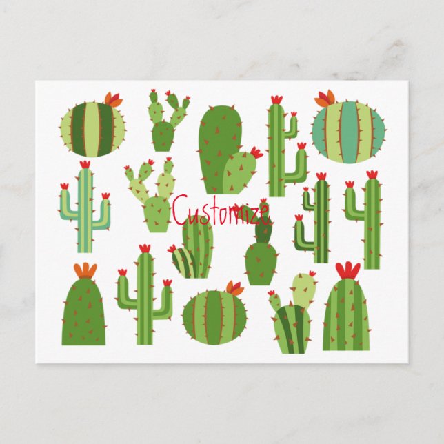 Postal Plantas de cactus de flores rojas variadas Thunder (Anverso)
