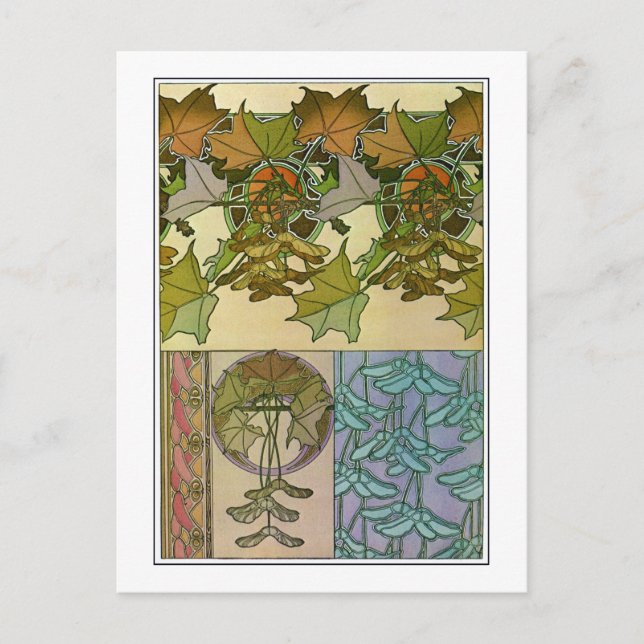 Postal Plantas de estilo Art Nouveau, Mucha (Anverso)