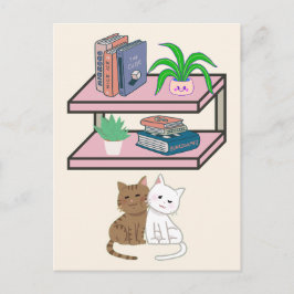 Postal Plantas, Gatos Y Libros - Estética Del Gato De Boo
