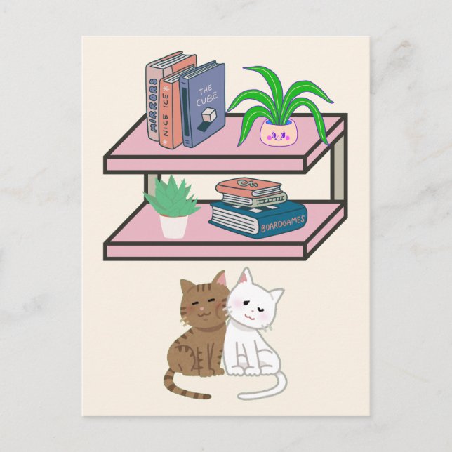 Postal Plantas, Gatos Y Libros - Estética Del Gato De Boo (Anverso)