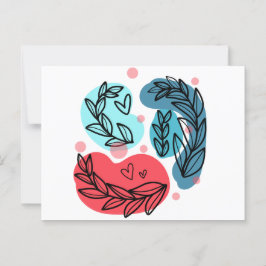 Postal Plantas Resumen Rojo Y Azul