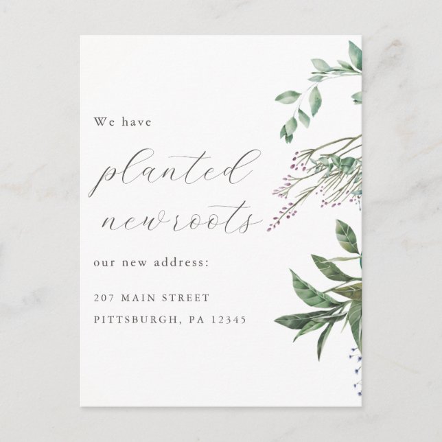 Postal Planted New Roots Wildflower Botánico Mudanza (Anverso)
