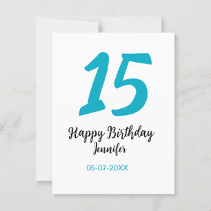 Postal plantilla azul de 15 cumpleaños quiencenera agrega