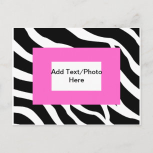 Postal Plantilla blanca rosa de cebra