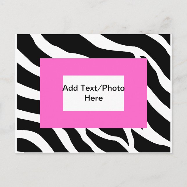 Postal Plantilla blanca rosa de cebra (Anverso)